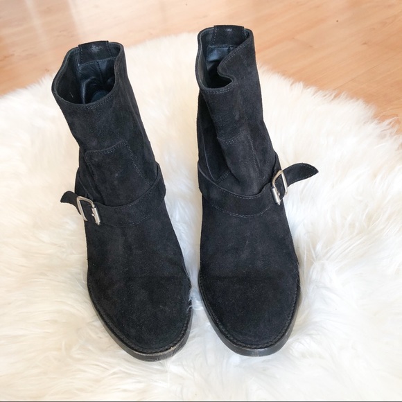 Saint Laurent Paris Single Buckle Suede Booties - Picture 7 of 11